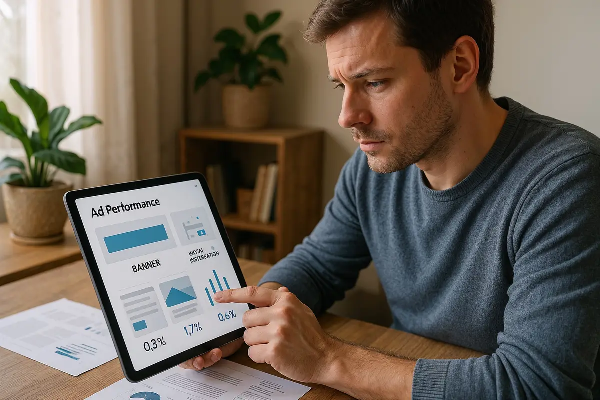 person reviewing ad formats and revenue for top ad networks for beginners in 2025