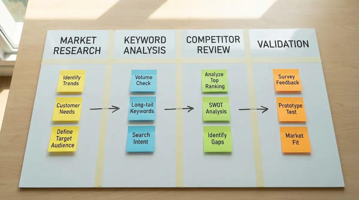 niche validation workflow board