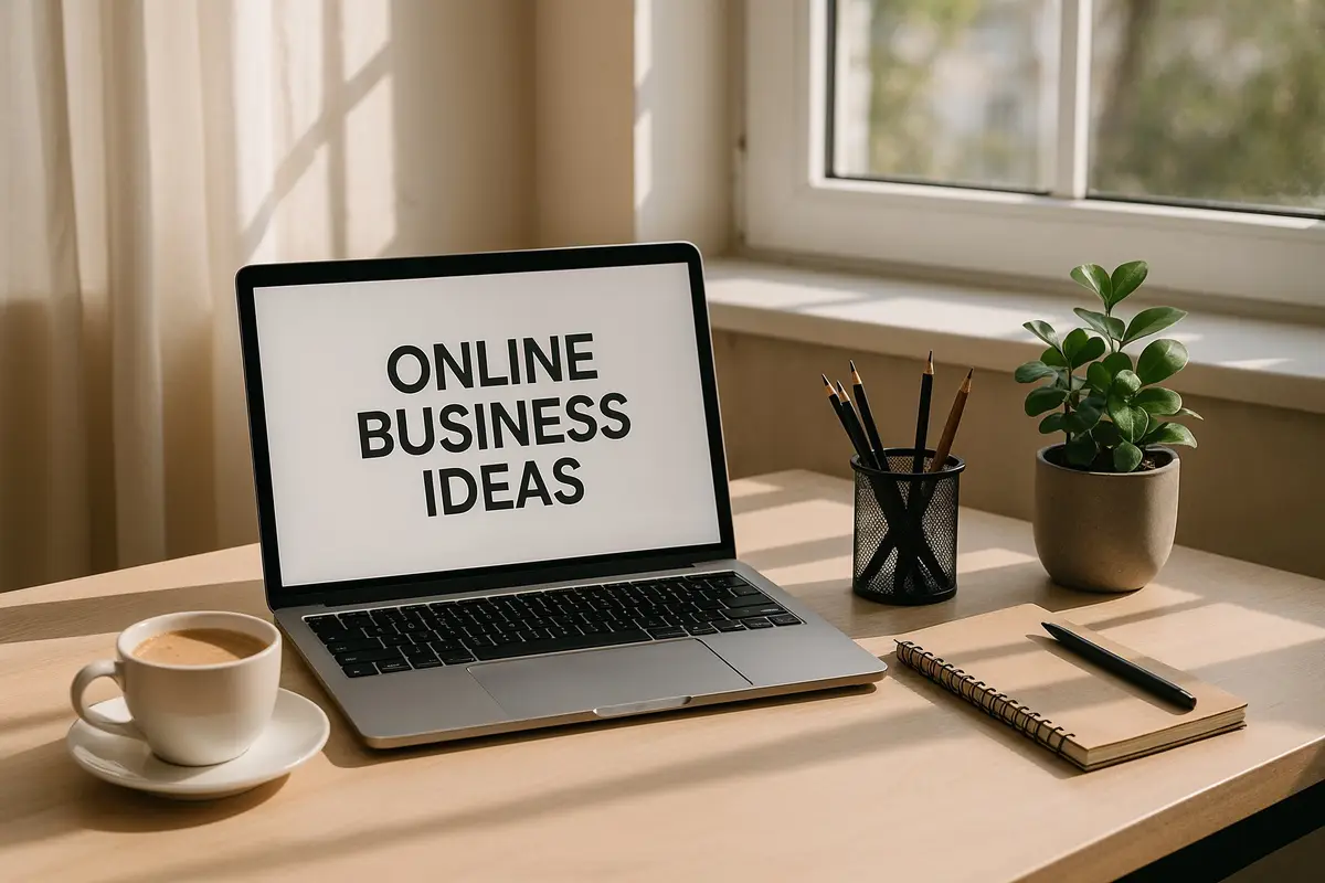 Modern workspace for online business ideas