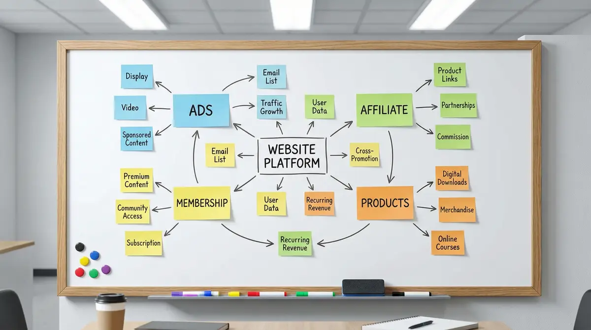 website revenue stream strategy board