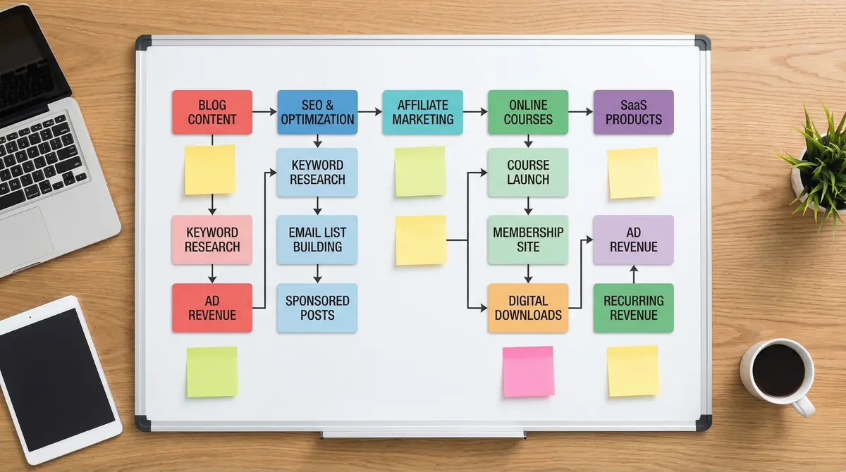 multi stream digital income workflow board