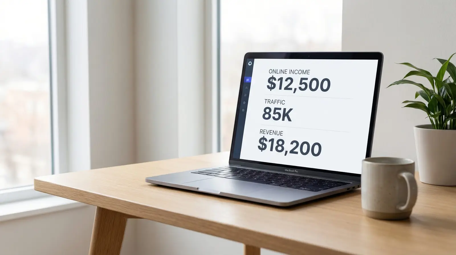modern digital income dashboard on laptop in clean workspace