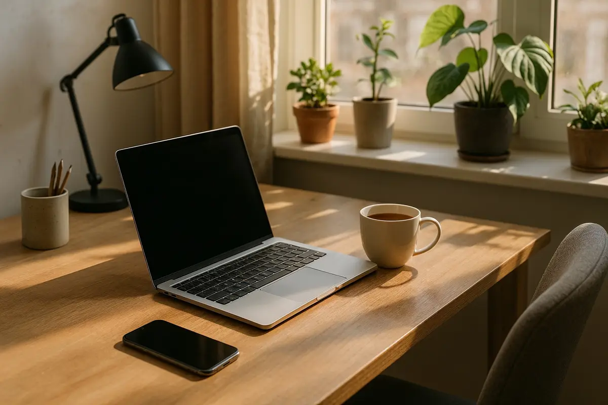 Modern home workspace setup for ways to earn income from home