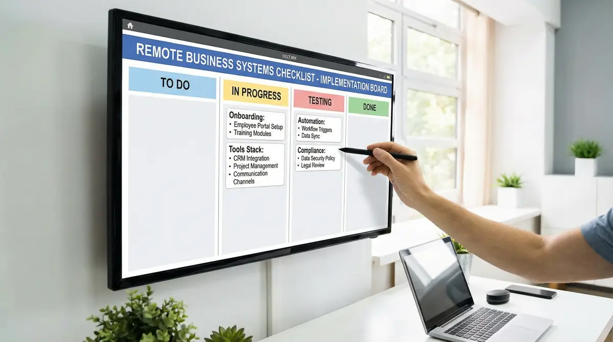 remote business systems implementation checklist board