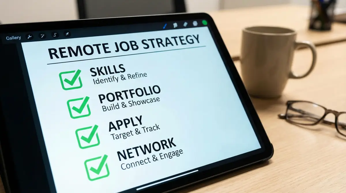 remote job strategy steps digital checklist