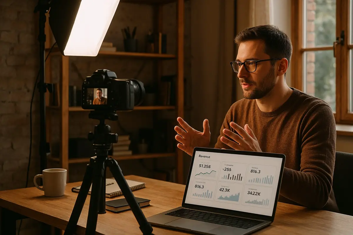 youtube monetization alternatives workspace showing video course recording setup