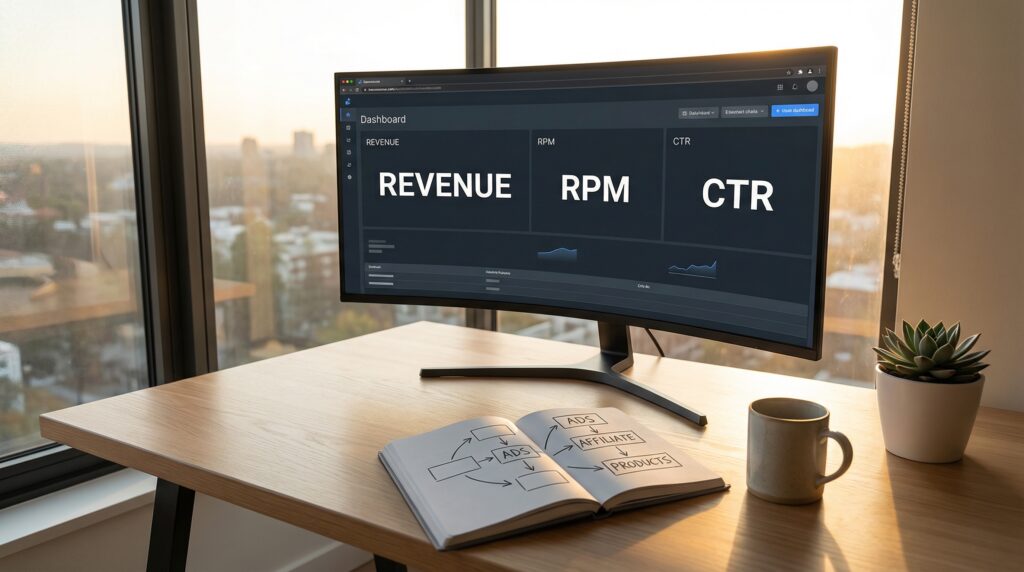 website-monetization-dashboard-and-multiple-income-streams-diagram