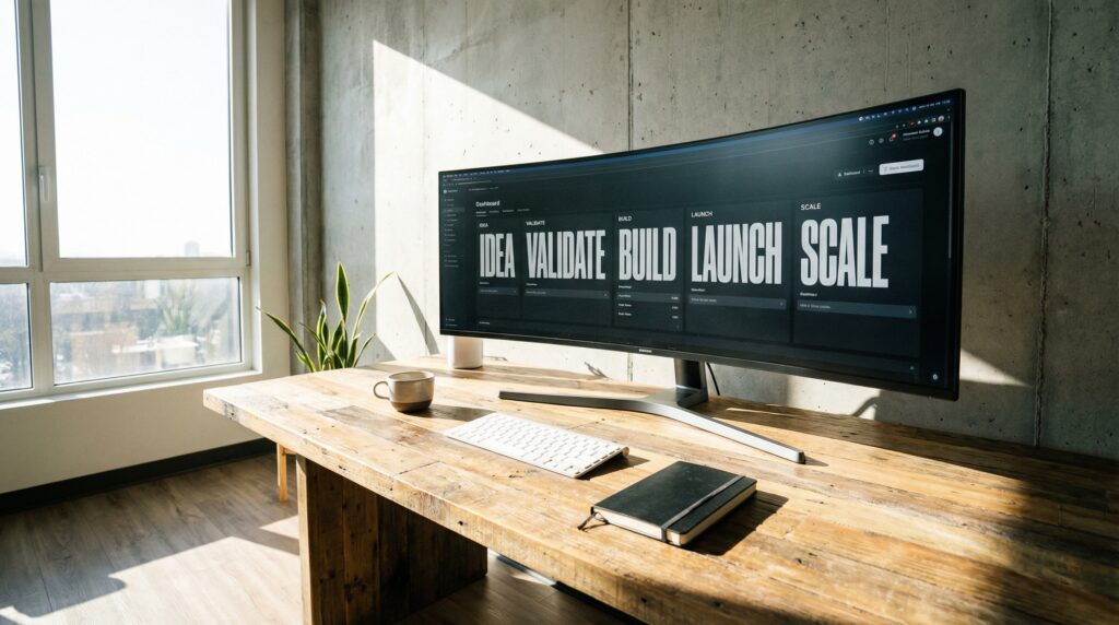 online-business-roadmap-dashboard-realistic-workspace