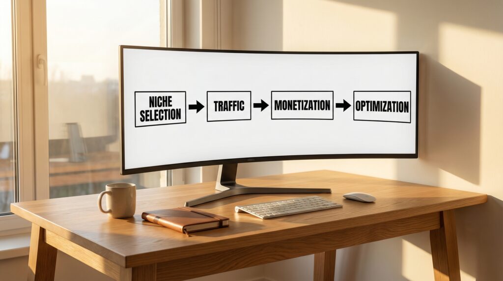 niche-website-monetization-flow-chart-on-modern-desk