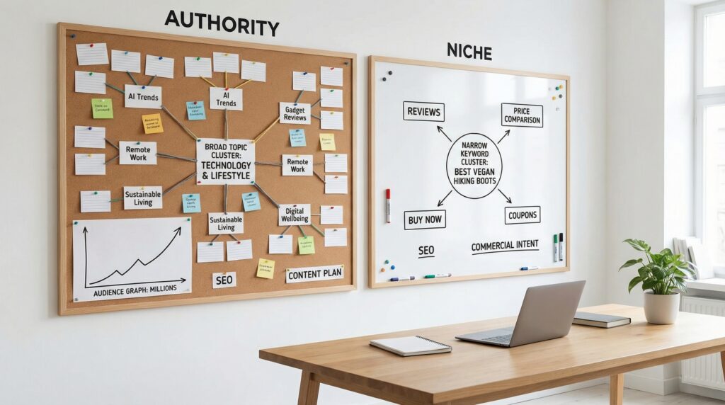 authority-vs-niche-site-strategy-board